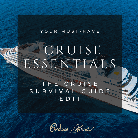 Cruise ship in the background of a cruise survival guide.