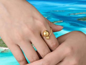 Hand Model Wearing Gold Waterproof Ring