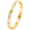 Gold, crystal and shell waterproof bangle bracelet.