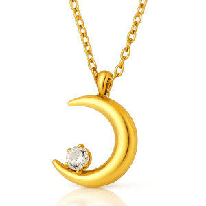Gold Crescent Moon Waterproof Necklace - Chelsea Bond Jewelry