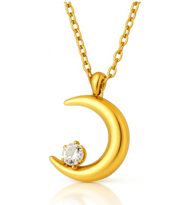 Gold Crescent Moon Waterproof Necklace - Chelsea Bond Jewelry