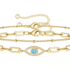 Double gold chain evil eye waterproof bracelet - Chelsea Bond Jewelry