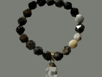 Brown, White and Green Gemstone Bracelet