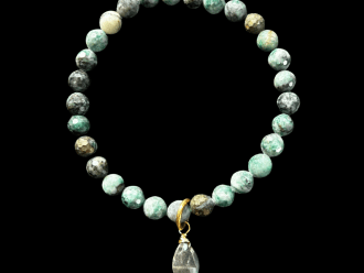 Green Beaded Bracelet on Elastic
