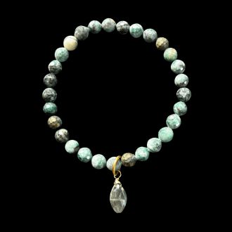 Green Beaded Bracelet on Elastic
