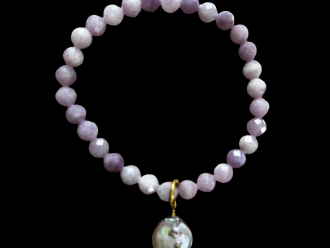 Lavender Beaded Bracelet on Elastic