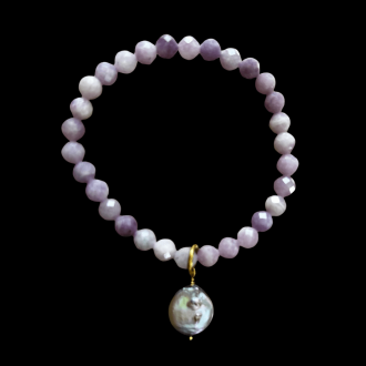 Lavender Beaded Bracelet on Elastic