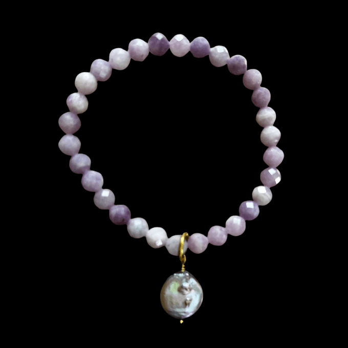 Lavender Beaded Bracelet on Elastic