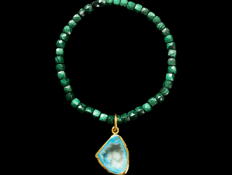 Malachite and Turquoise Druzy Gemstone Stretch Bracelet