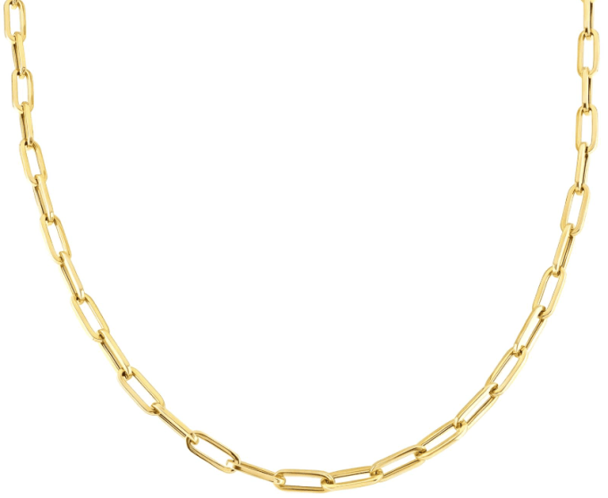 Gold waterproof chain necklace.