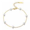 Pearl and Gold Waterproof Bracelet - Chelsea Bond Jewelry Pearl and gold waterproof bracelet with extender chain.