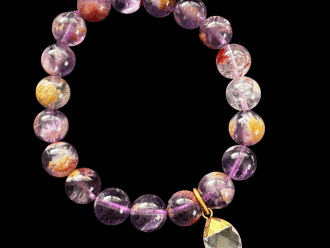 Purple Beaded Bracelet on Elastic