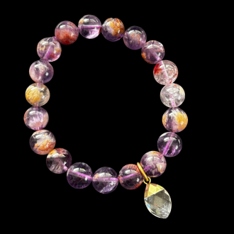 Purple Beaded Bracelet on Elastic