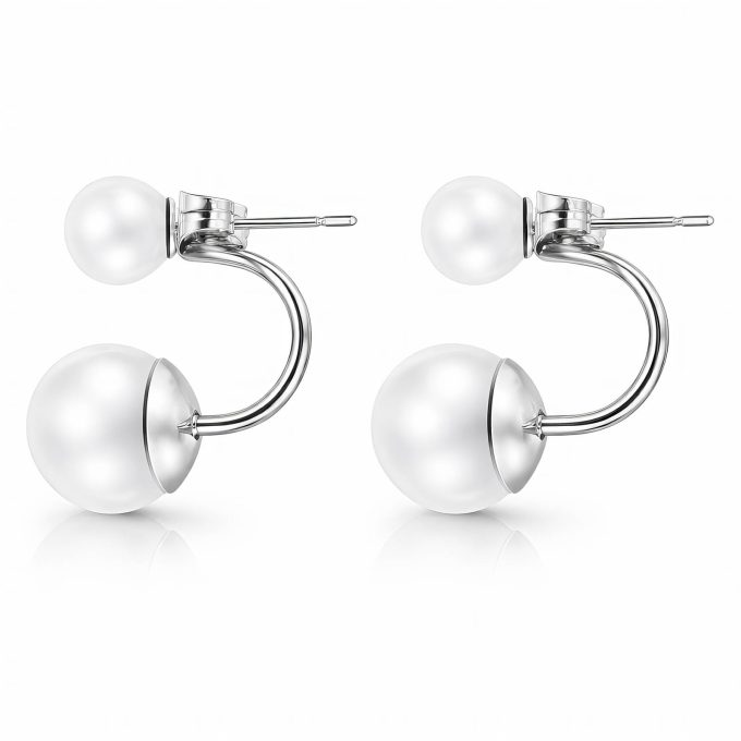 Pearl and Silver Waterproof Earrings by Chelsea Bond