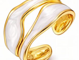 Gold and White Waterproof Ring