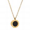 Waterproof Necklace with Roman Numeral Black and Gold Pendant
