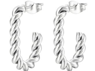 Waterproof silver earrings with posts.