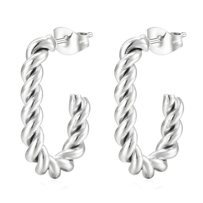 Waterproof silver earrings with posts.