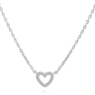 Silver crystal heart waterproof necklace.