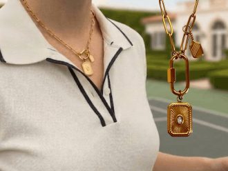 Pickleball necklace with carabiner clasp by Chelsea Bond Jewelry.