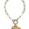 Gold Pickleball Bracelet with Round Starburst Charm Gold pickleball bracelet with petite pearl, paddle and round starburst charm.