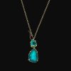 Handcrafted Bora Bora double geode slice pendant necklace on a 14k gold-filled chain featuring a unique front earwire closure.