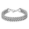 Men's double layer stainless steel mesh link chain bracelet with lobster clasp.
