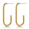 Gold Elongated Rectangle Hoop Earrings - Waterproof & Hypoallergenic Stainless Steel Elongated gold rectangle hoop earrings made from waterproof, hypoallergenic stainless steel, shown as a pair against a white background.