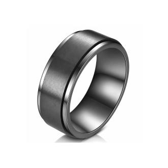 Titanium and stainless steel waterproof dark gray ring.